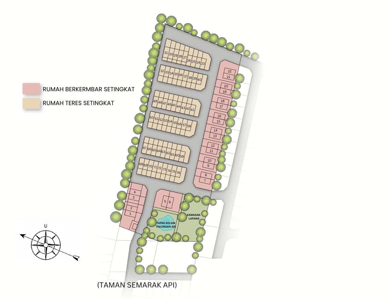 Pelan Tapak Arunika Residensi — 76 Unit